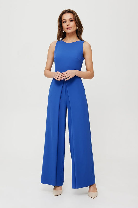 Solid Color Wide Leg Jumpsuit with Side Pockets