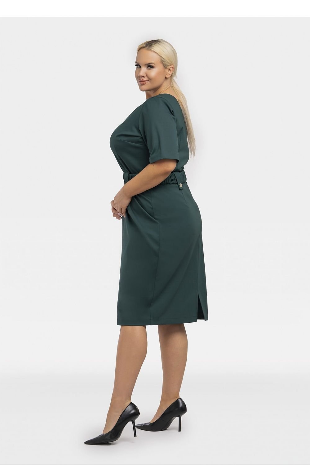 Women's Plus Size Professional Dress - The Lama - Belted Pencil Skirt Dress