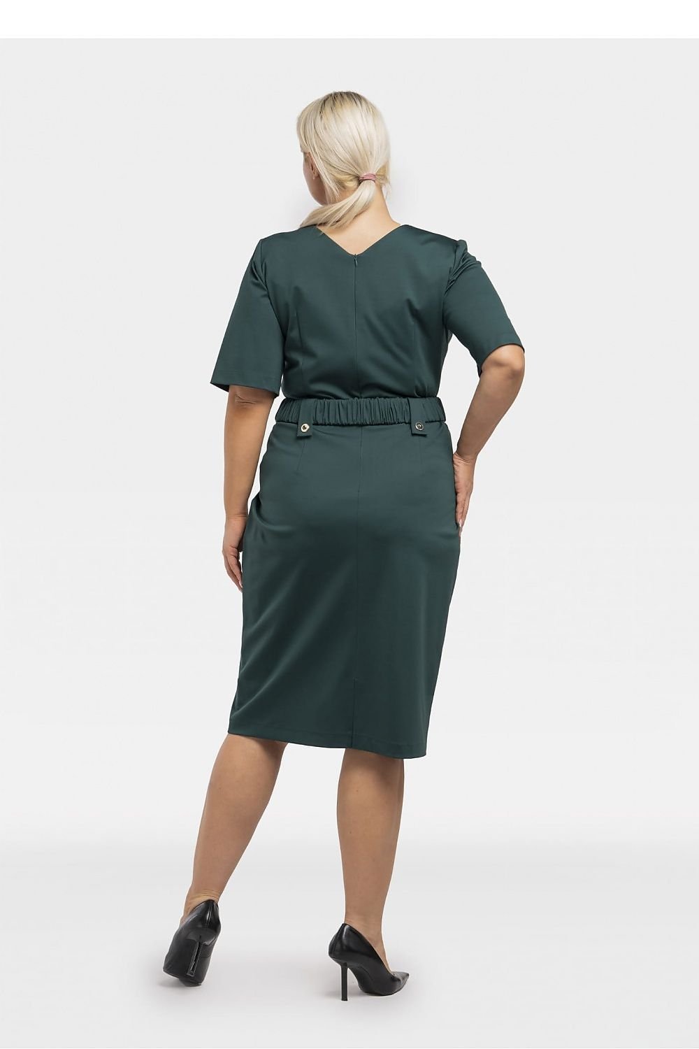 Women's Plus Size Professional Dress - The Lama - Belted Pencil Skirt Dress