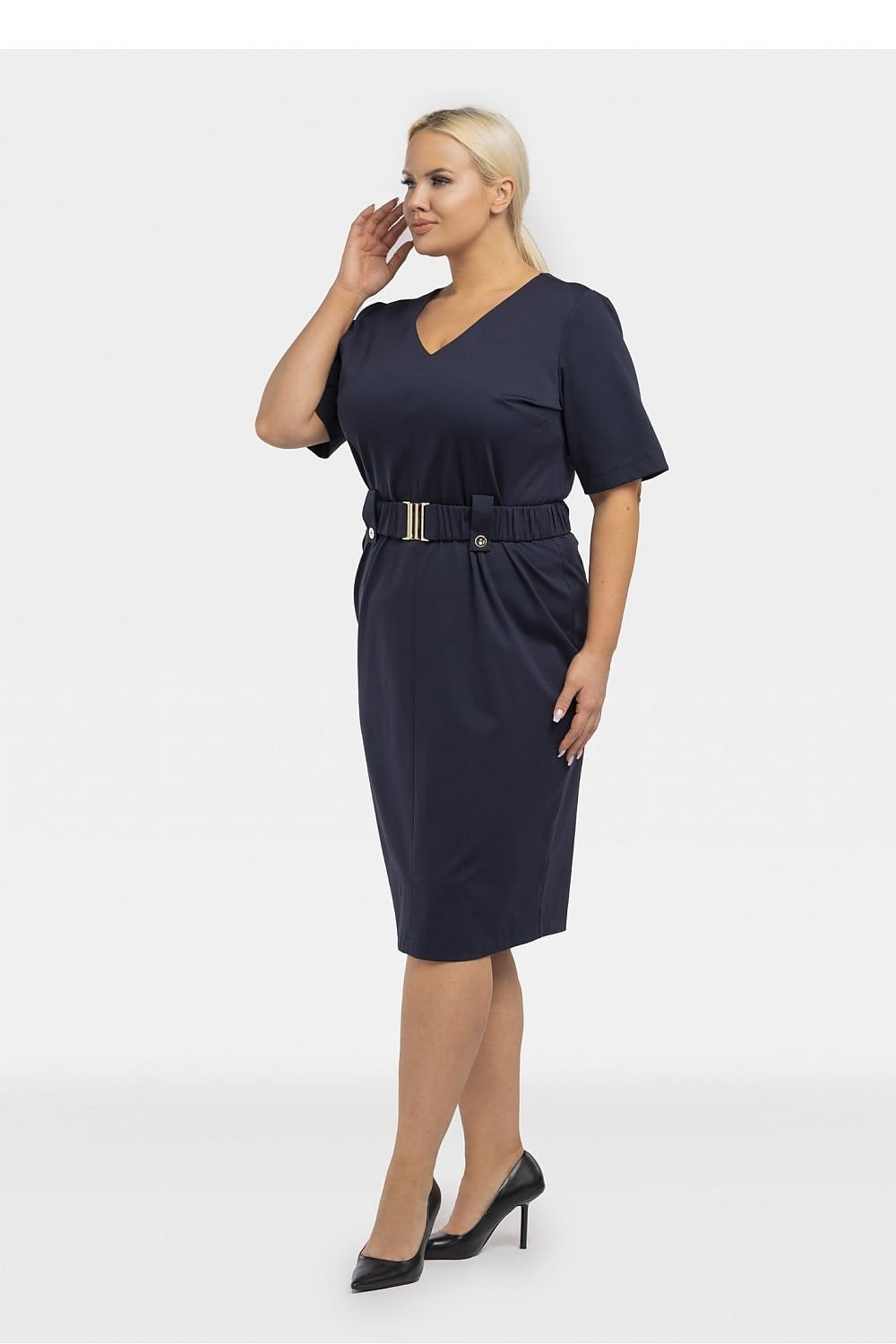 Women's Plus Size Professional Dress - The Lama - Belted Pencil Skirt Dress