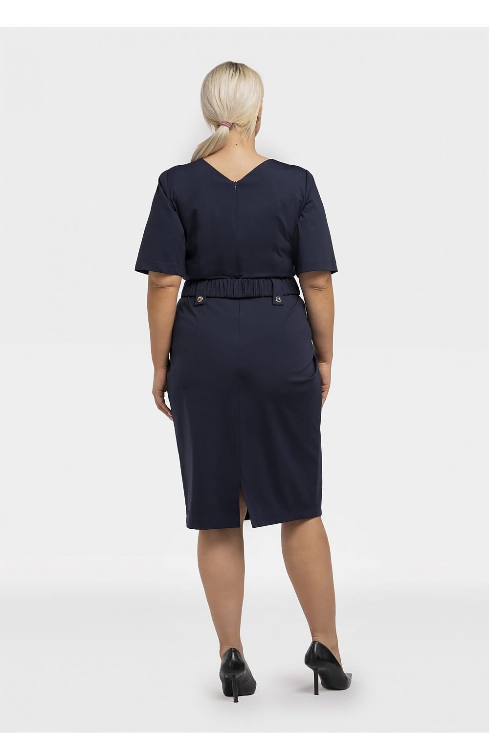 Women's Plus Size Professional Dress - The Lama - Belted Pencil Skirt Dress