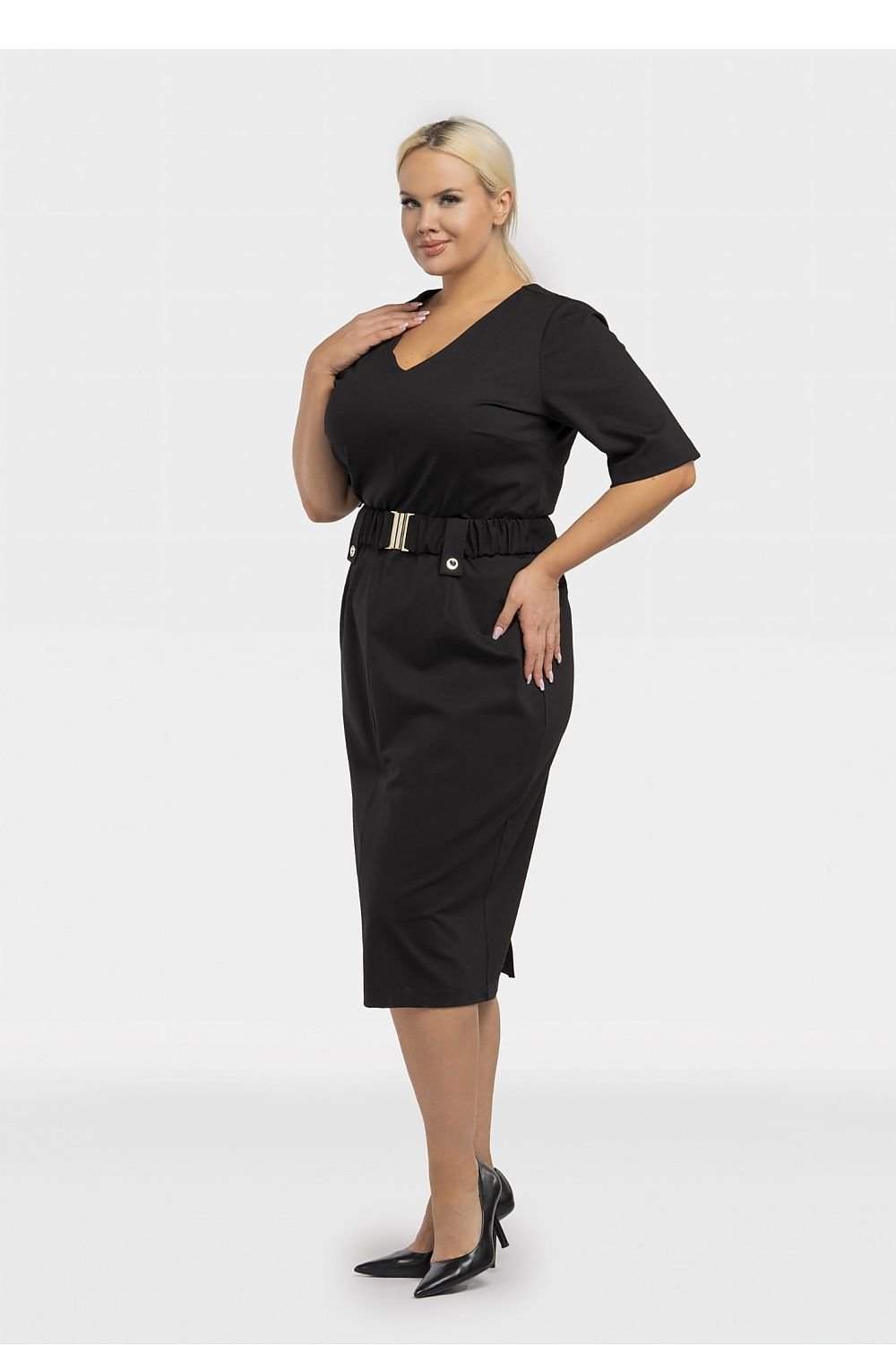 Women's Plus Size Professional Dress - The Lama - Belted Pencil Skirt Dress