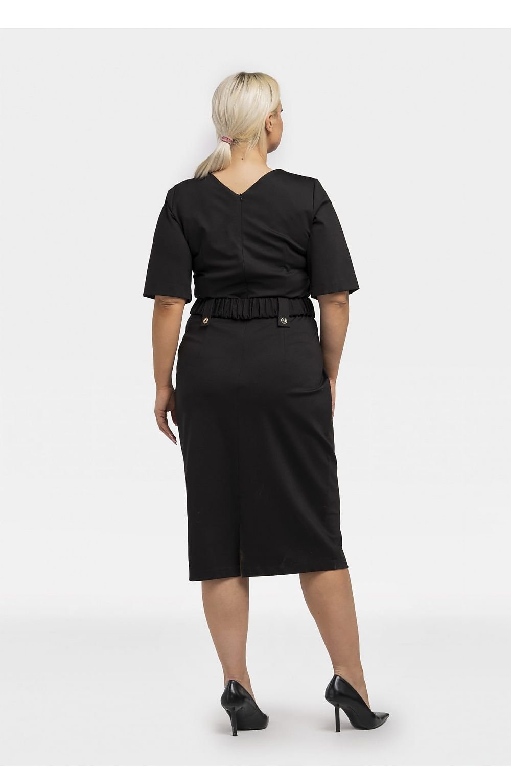 Women's Plus Size Professional Dress - The Lama - Belted Pencil Skirt Dress