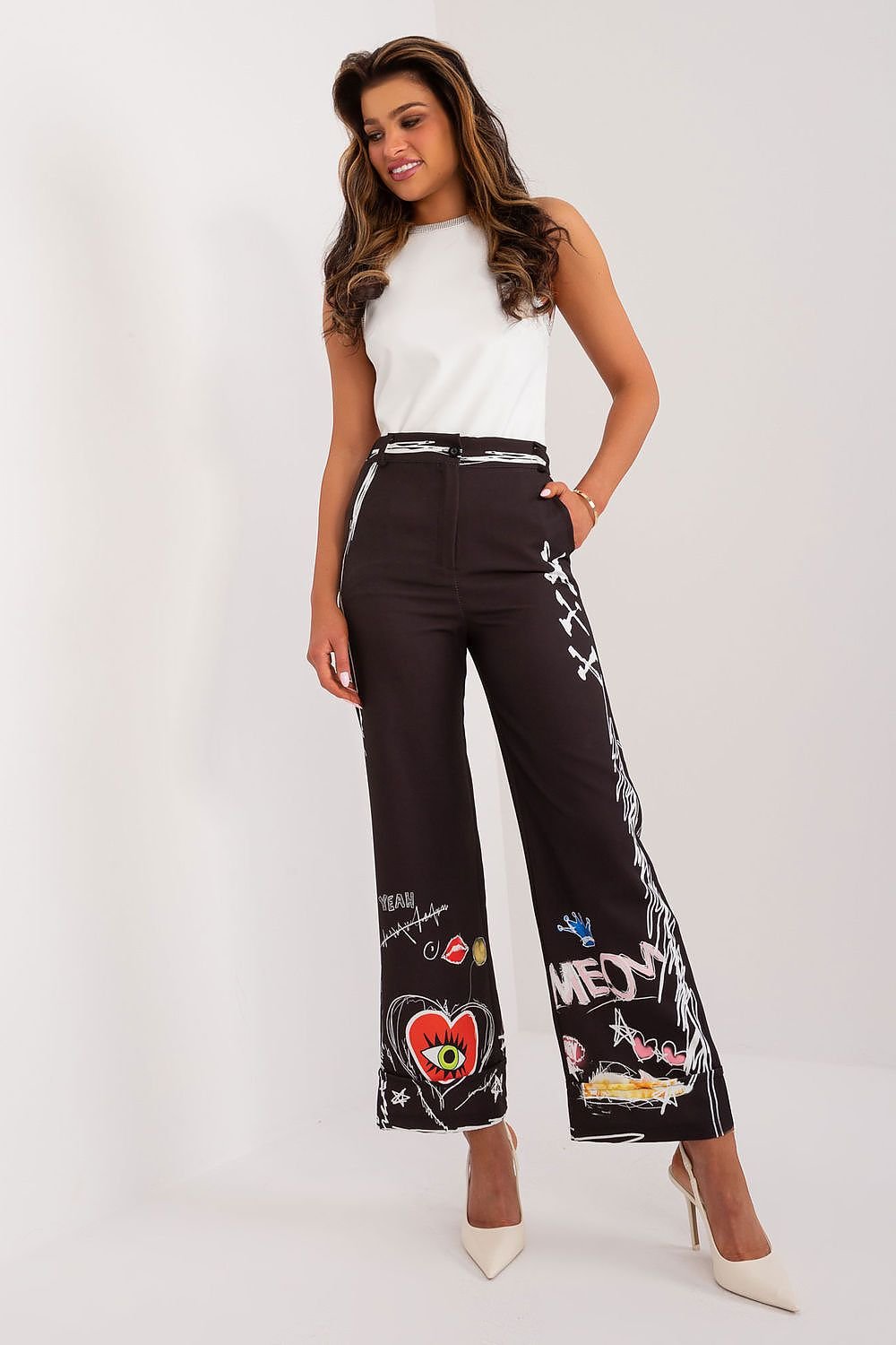 Women's Graphic Print Slacks Flair Leg