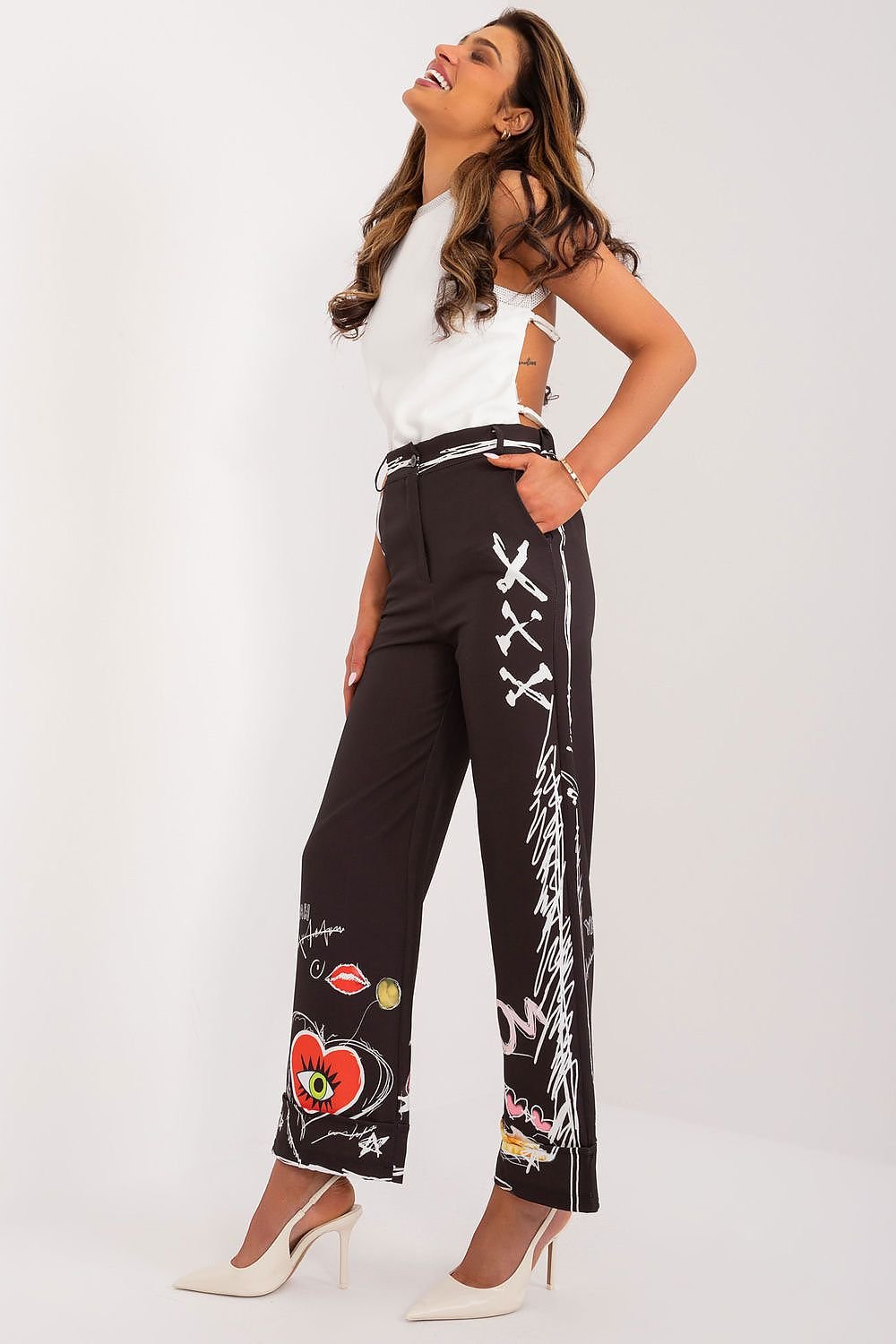 Women's Graphic Print Slacks Flair Leg