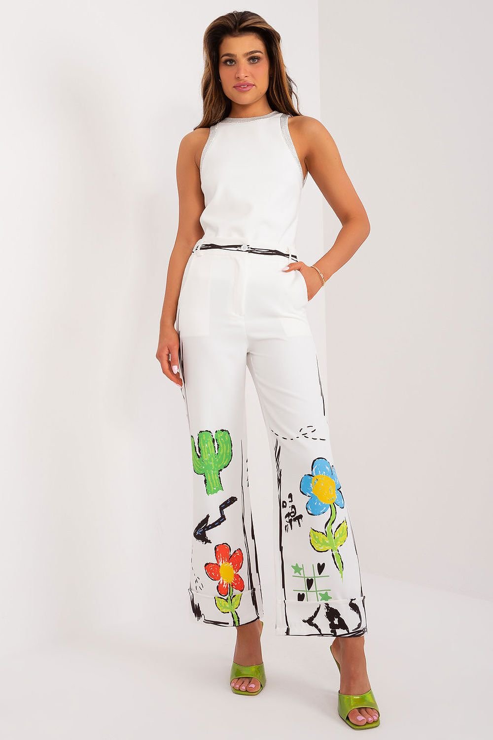 Women's Graphic Print Slacks Flair Leg