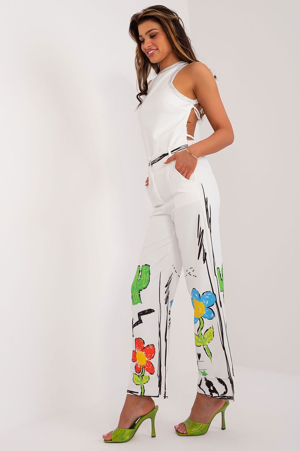 Women's Graphic Print Slacks Flair Leg