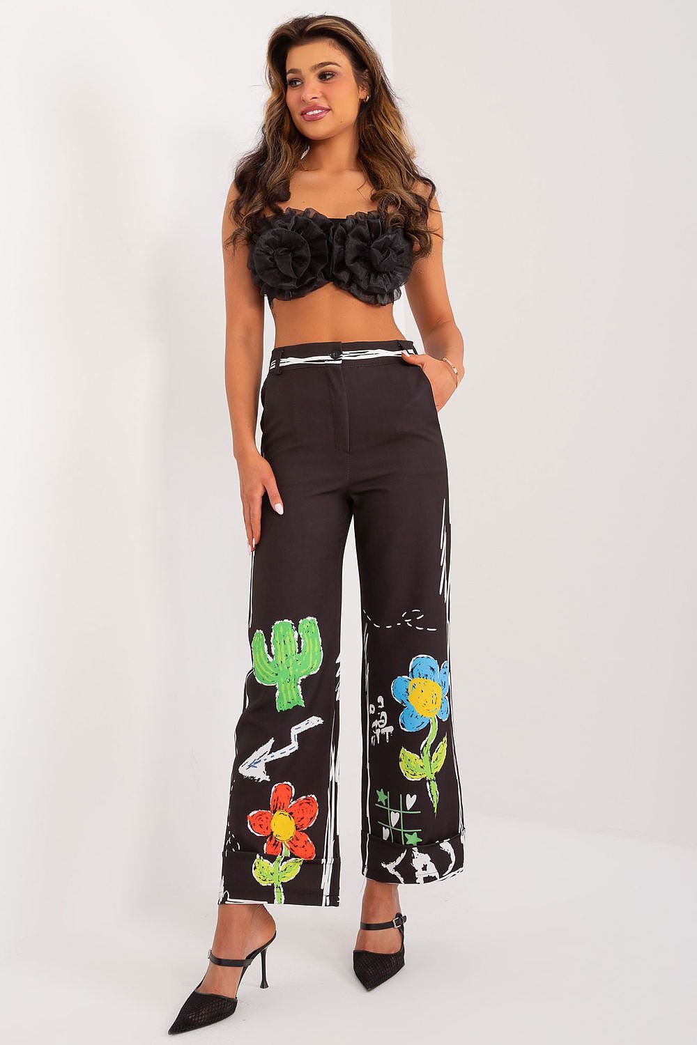 Women's Graphic Print Slacks Flair Leg