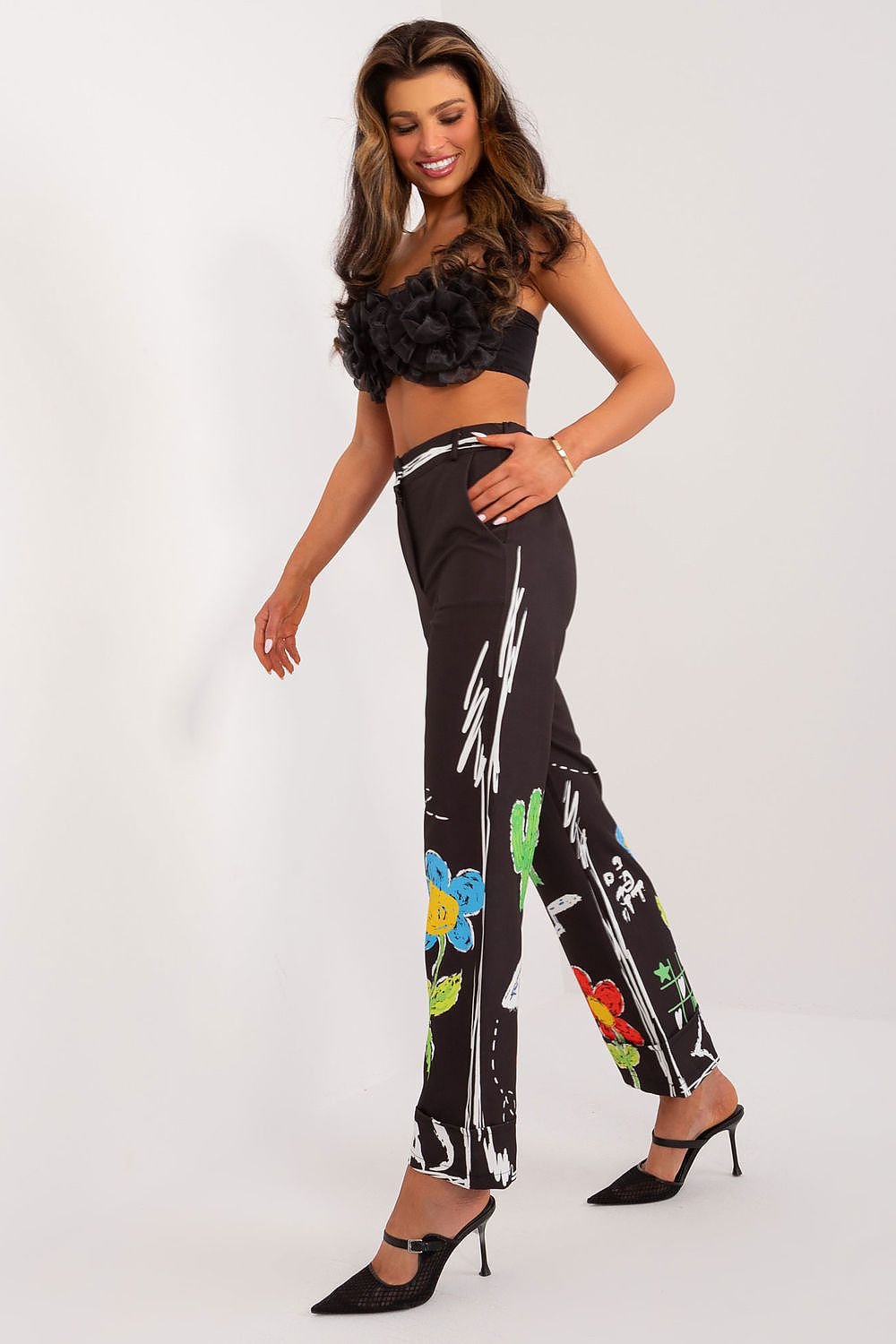 Women's Graphic Print Slacks Flair Leg