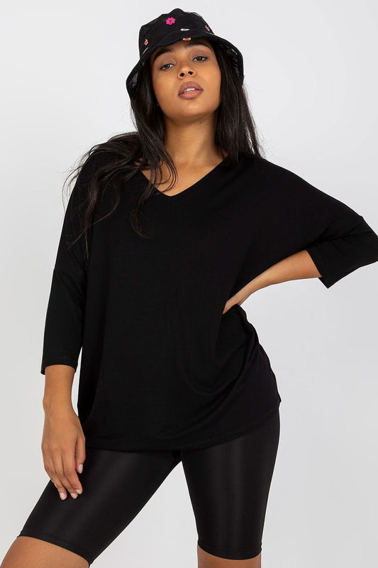 Women's Plus Size V-Neck 3/4 Sleeve Long Elegant Blouse