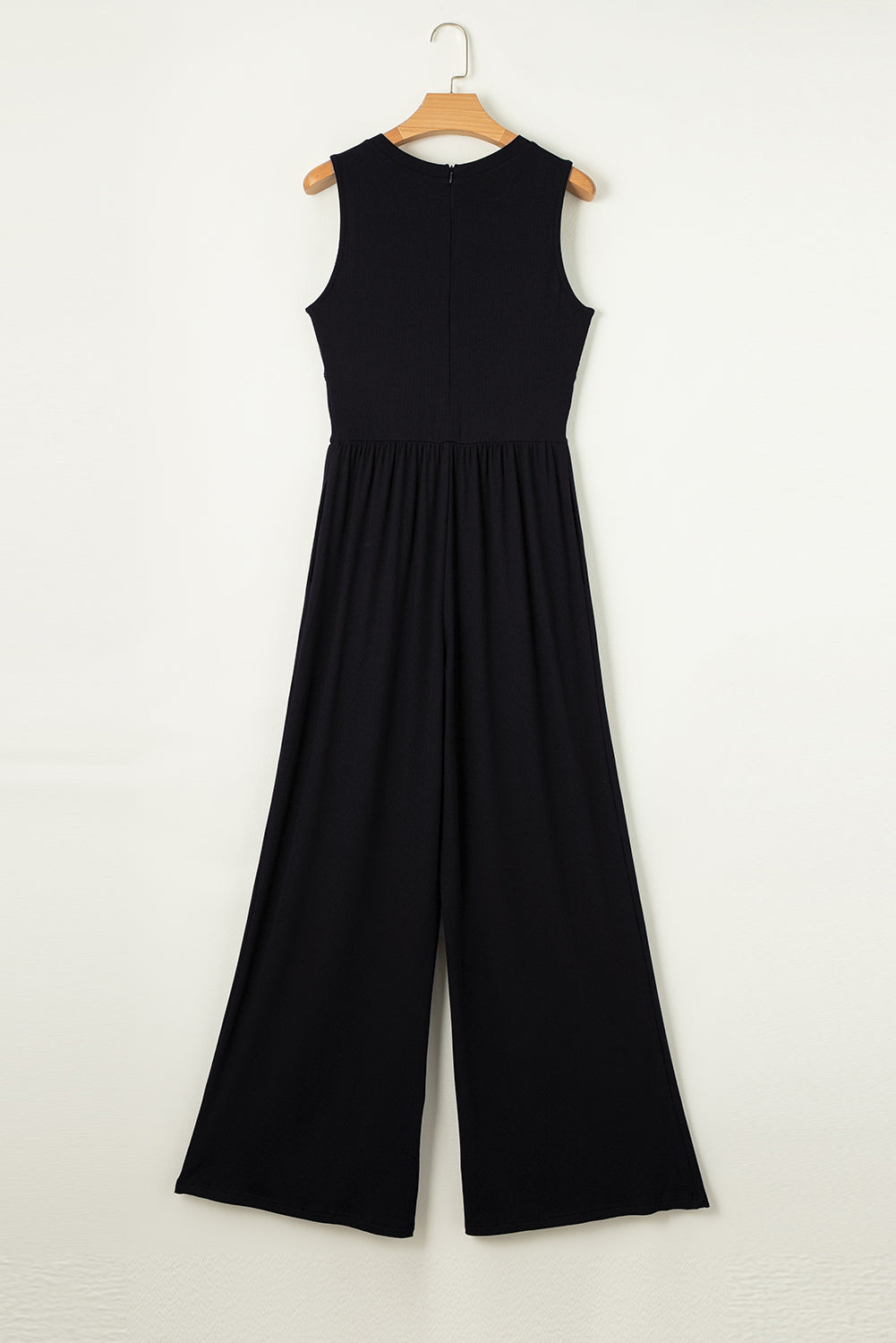 Black Cinched Waist Sleeveless Wide Leg Jumpsuit - Thread Harbor Clothing Company