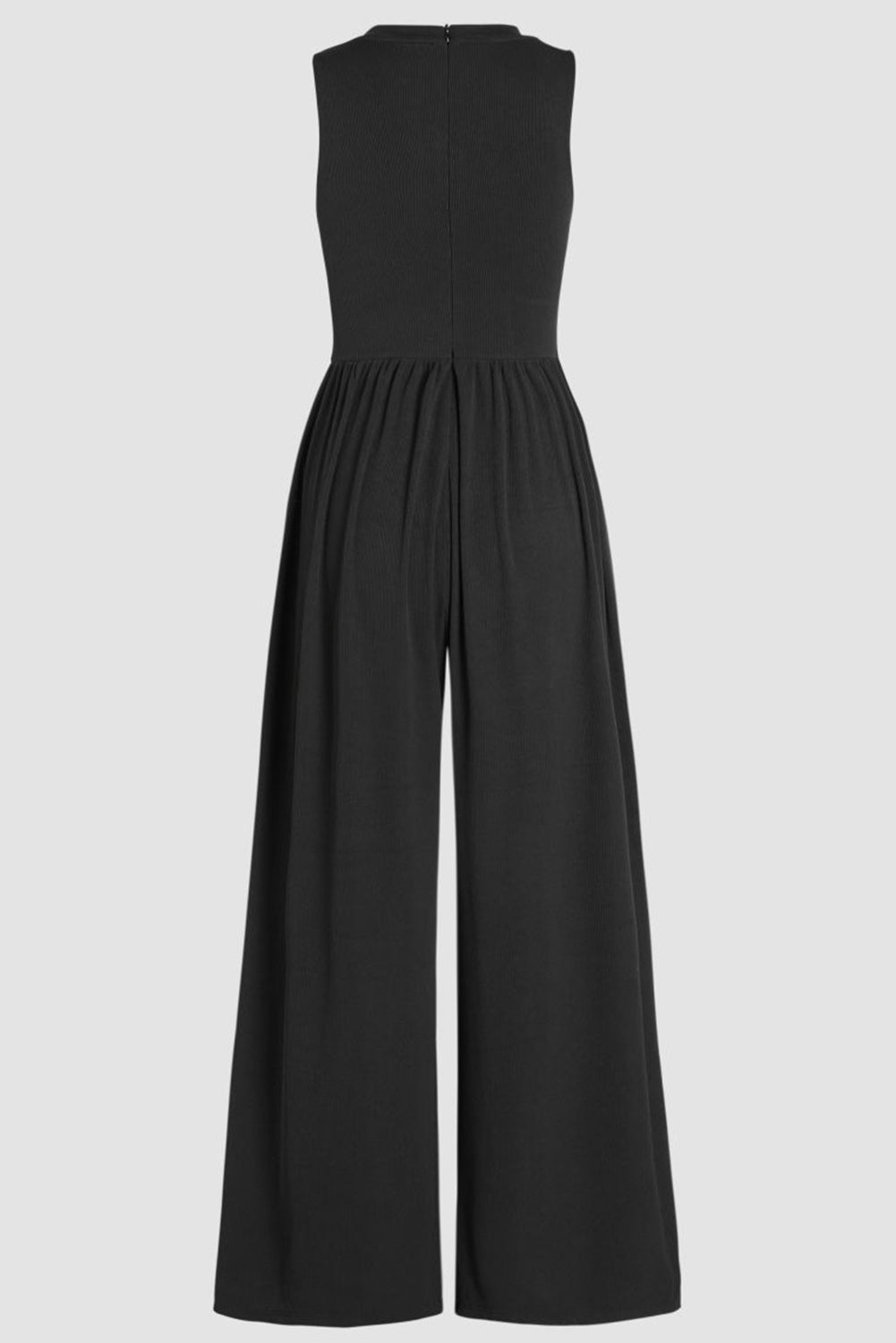 Black Cinched Waist Sleeveless Wide Leg Jumpsuit - Thread Harbor Clothing Company