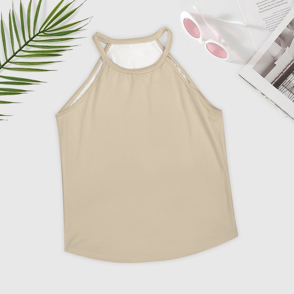 Beige Solid Color Sleeveless Crew Neck Top - Thread Harbor Originals Collection - Thread Harbor Clothing Company