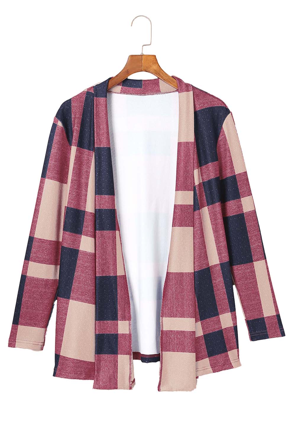 Unleash your inner fashionista with our Draped Open Front Plaid Cardigan. This versatile piece adds a touch of casual chic to any outfit. The draped design creates a relaxed look, while the open front allows for easy styling with a t-shirt, jeans, and sneakers. Made with soft and lightweight fabric for a cozy feel. Unleash your style and comfort with this must-have cardigan.